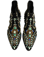 Black Embellished Chelsea Ankle Boots Shoes