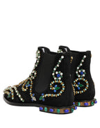 Black Embellished Chelsea Ankle Boots Shoes