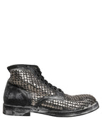 Black Leather Runway Studs Ankle Boots Shoes