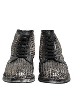 Black Leather Runway Studs Ankle Boots Shoes