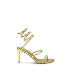 Gold Calf Leather Bos Taurus Stiletto Heel Sandals