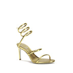 Gold Calf Leather Bos Taurus Stiletto Heel Sandals