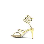 Gold Calf Leather Bos Taurus Stiletto Heel Sandals