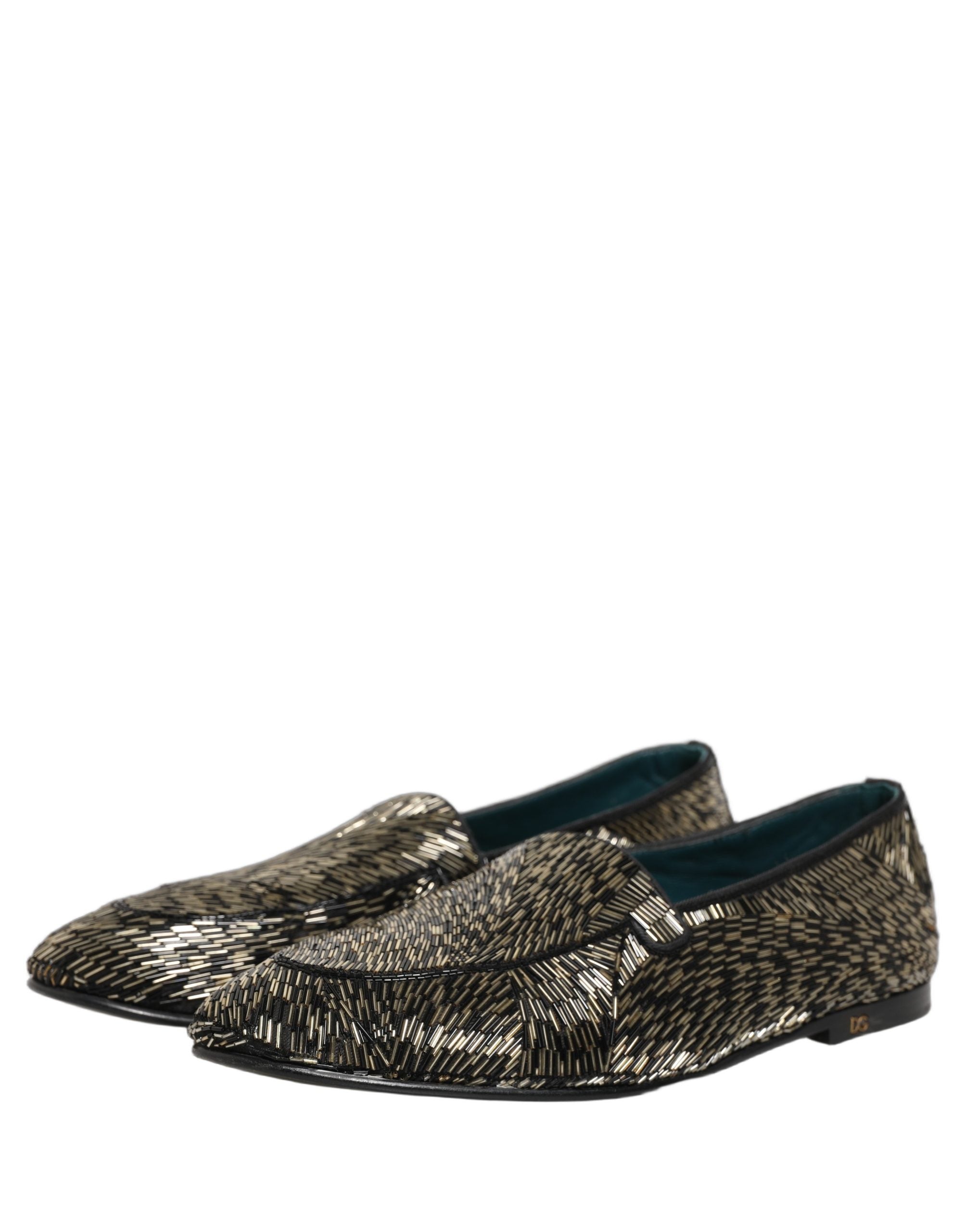 Black Silver Embellished Dress Loafers Shoes