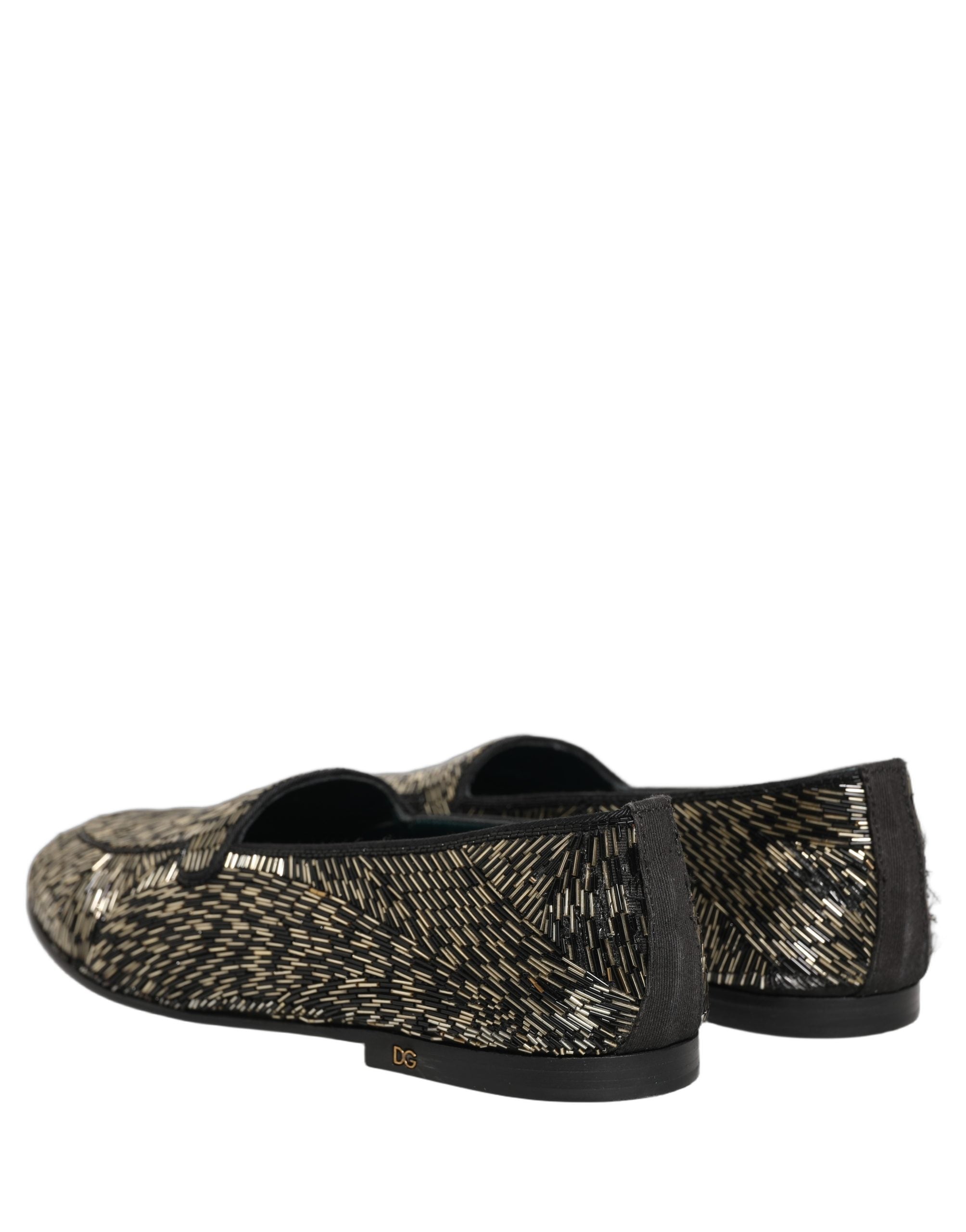 Black Silver Embellished Dress Loafers Shoes