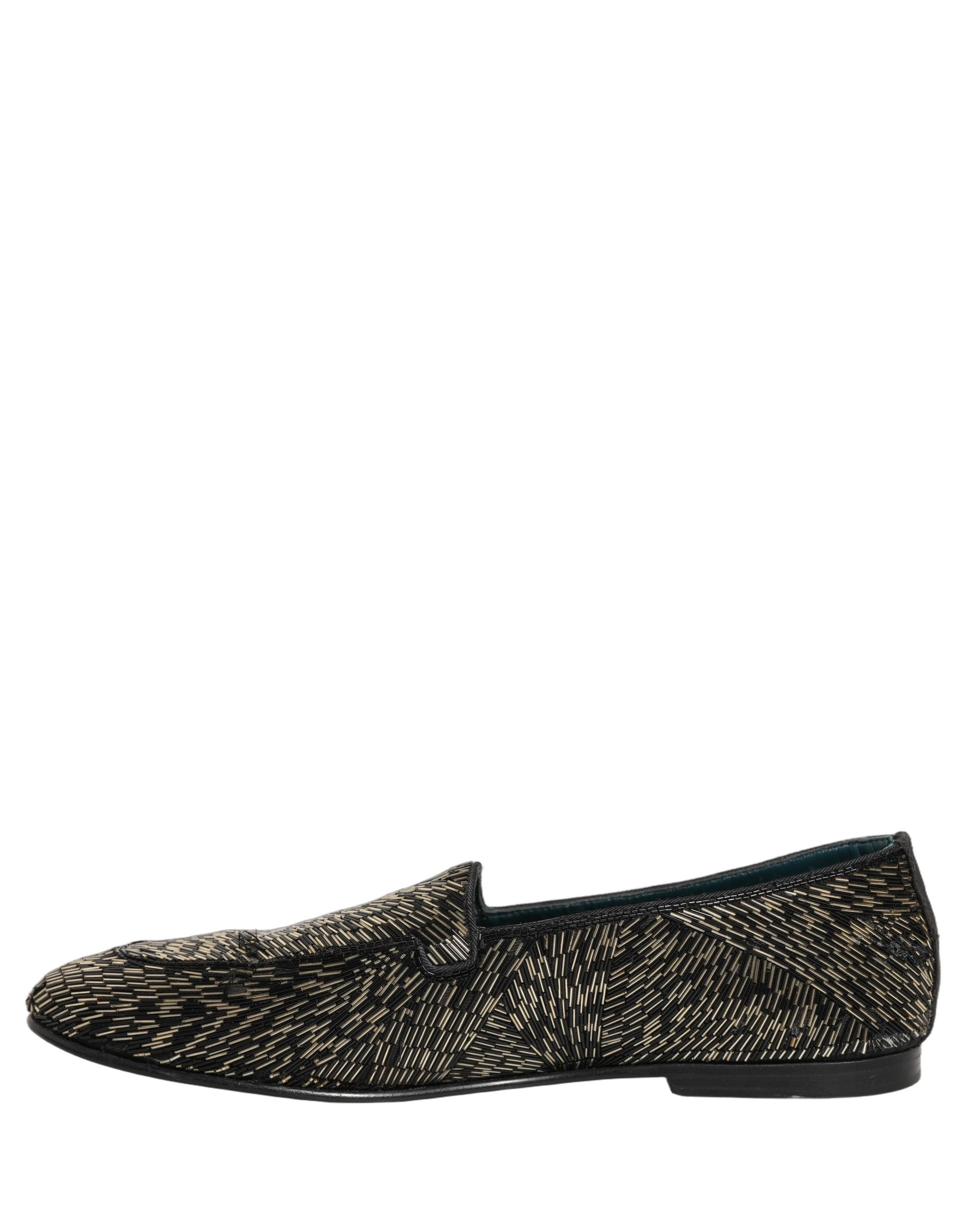 Black Silver Embellished Dress Loafers Shoes