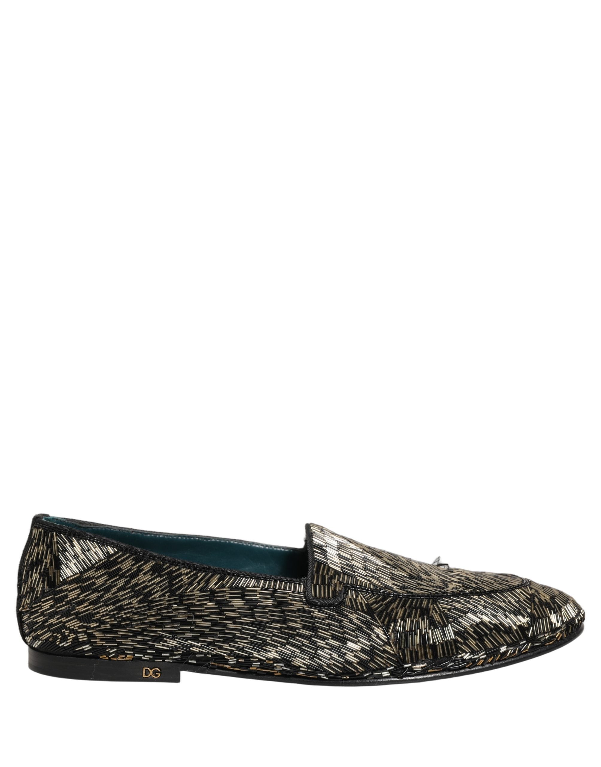 Black Silver Embellished Dress Loafers Shoes