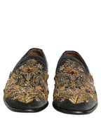 Black Velvet Embellished Dress Loafers Shoes