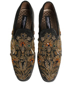 Black Velvet Embellished Dress Loafers Shoes