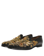 Black Velvet Embellished Dress Loafers Shoes