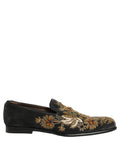 Black Velvet Embellished Dress Loafers Shoes