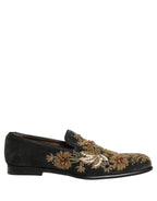 Black Velvet Embellished Dress Loafers Shoes