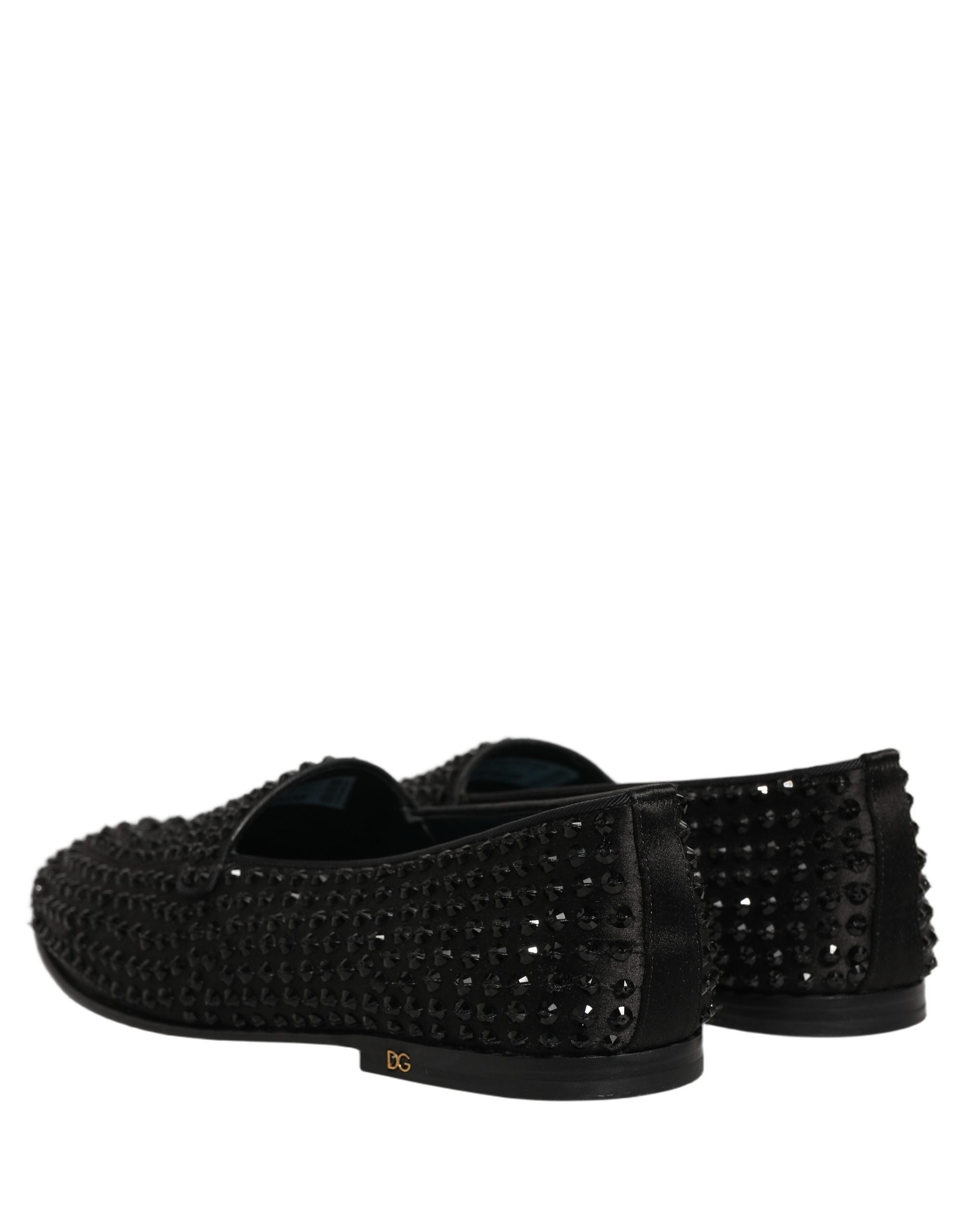 Black Rhinestone Embellished Loafers Shoes