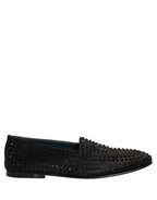 Black Rhinestone Embellished Loafers Shoes