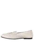 White Satin Embellished Dress Loafers Shoes