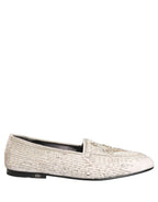White Satin Embellished Dress Loafers Shoes