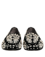 Black Velvet Embellished Dress Loafers Shoes
