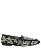 Black Velvet Embellished Dress Loafers Shoes