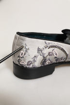 White Sequined Formal Slip On Loafers Shoes