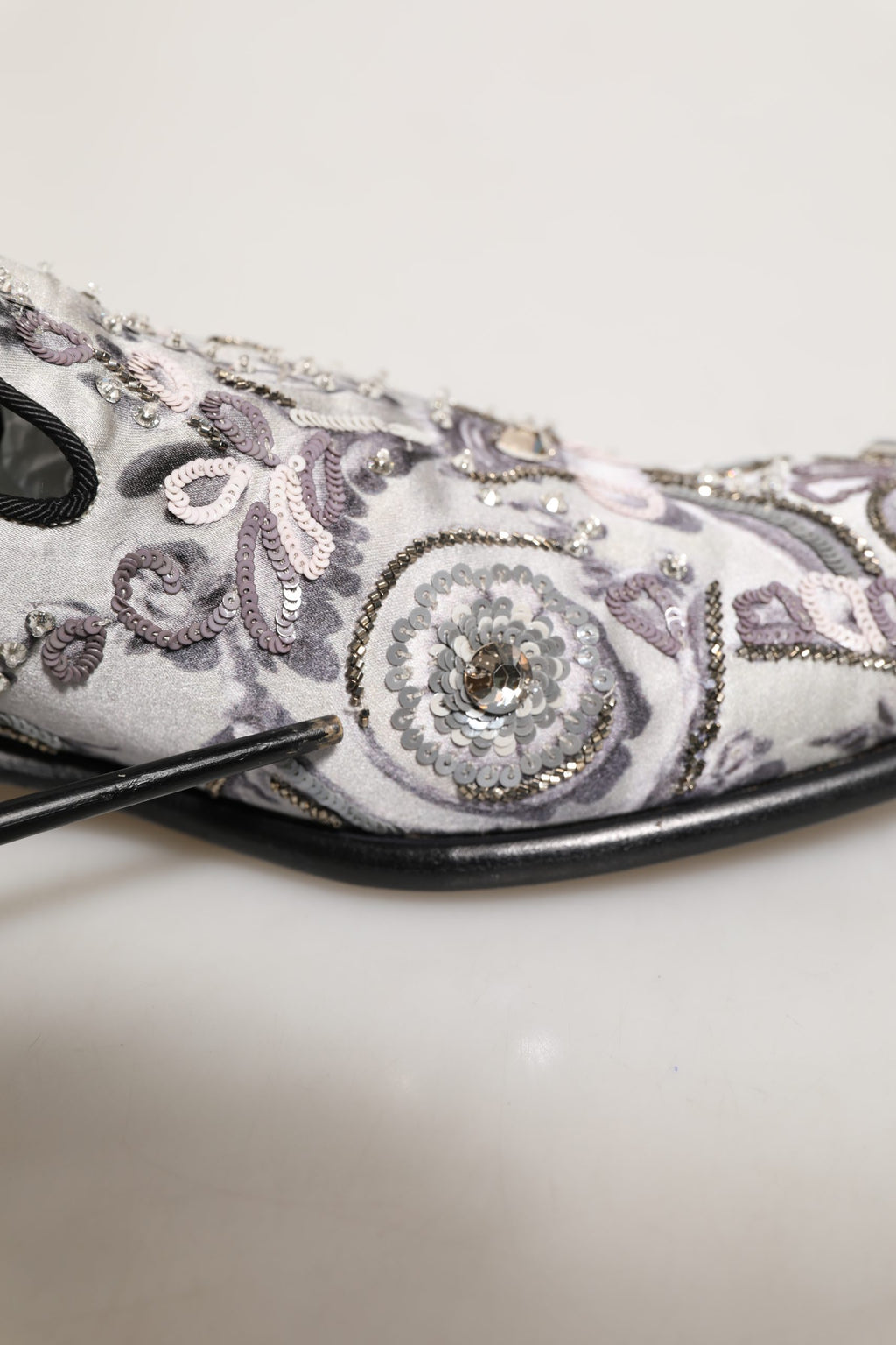 White Sequined Formal Slip On Loafers Shoes