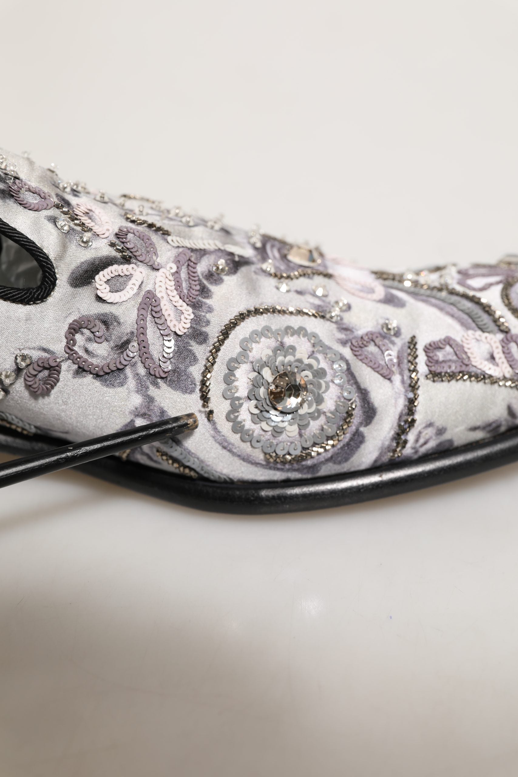 White Sequined Formal Slip On Loafers Shoes