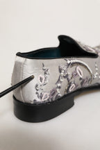 White Sequined Formal Slip On Loafers Shoes