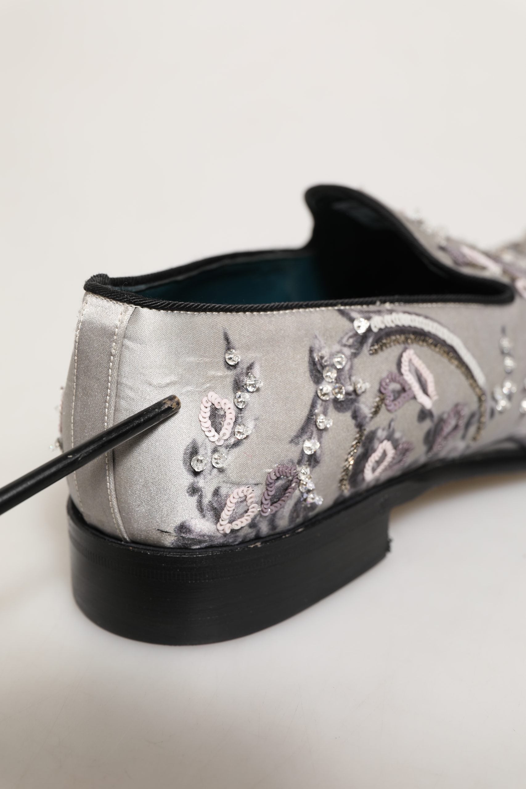 White Sequined Formal Slip On Loafers Shoes