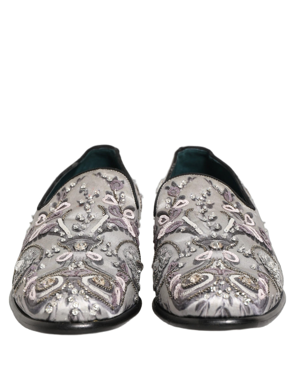 White Sequined Formal Slip On Loafers Shoes