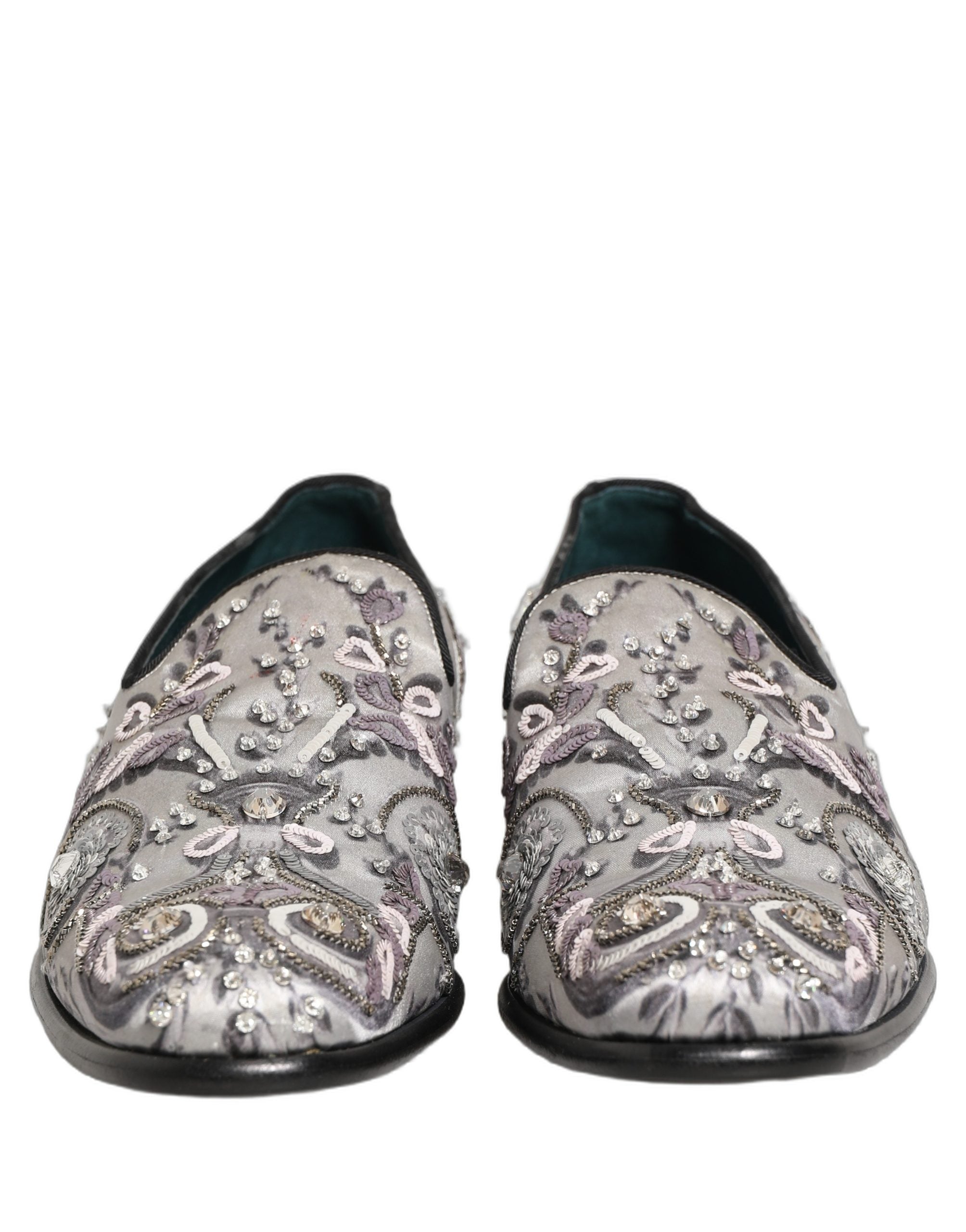 White Sequined Formal Slip On Loafers Shoes