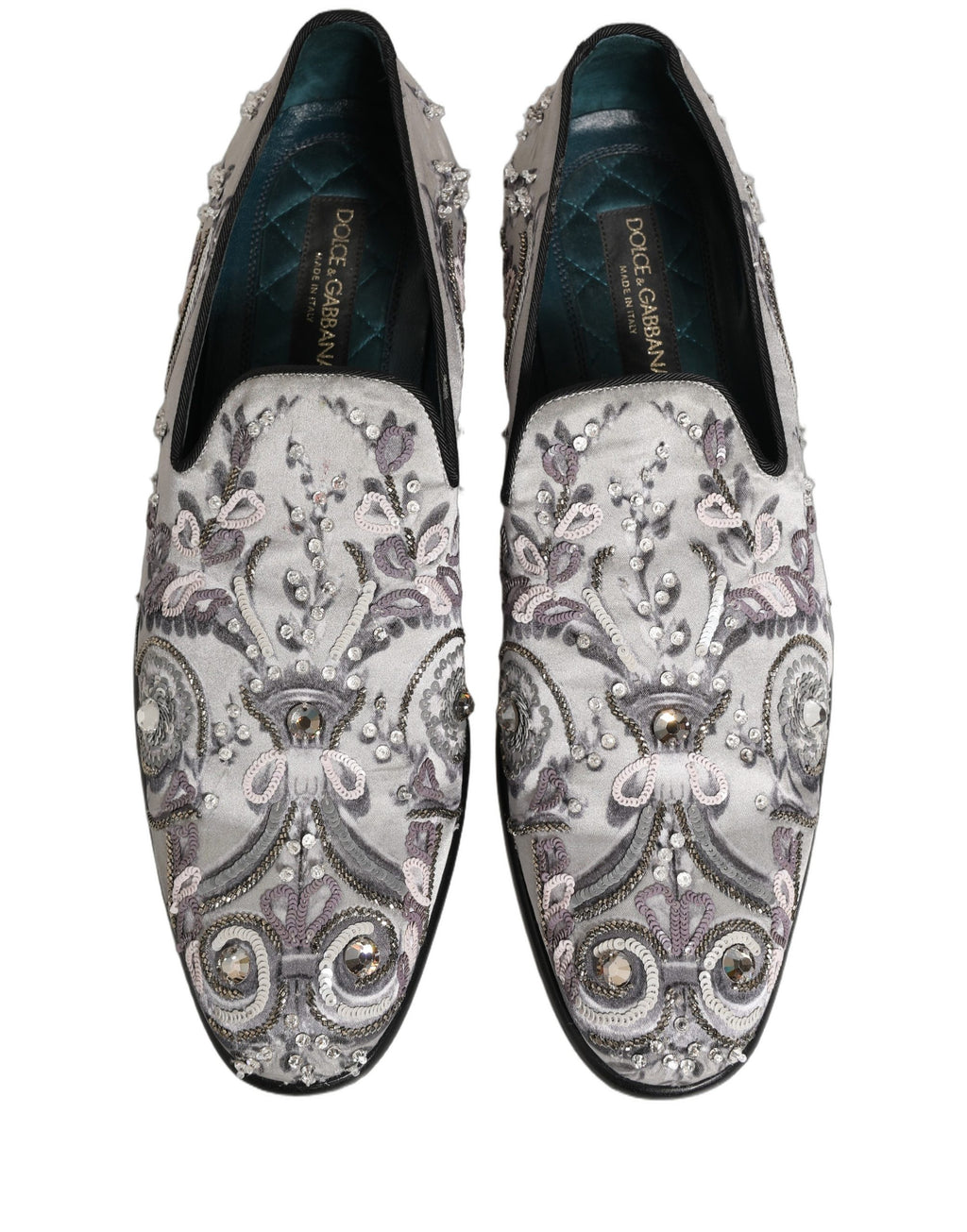 White Sequined Formal Slip On Loafers Shoes