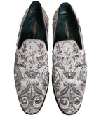 White Sequined Formal Slip On Loafers Shoes