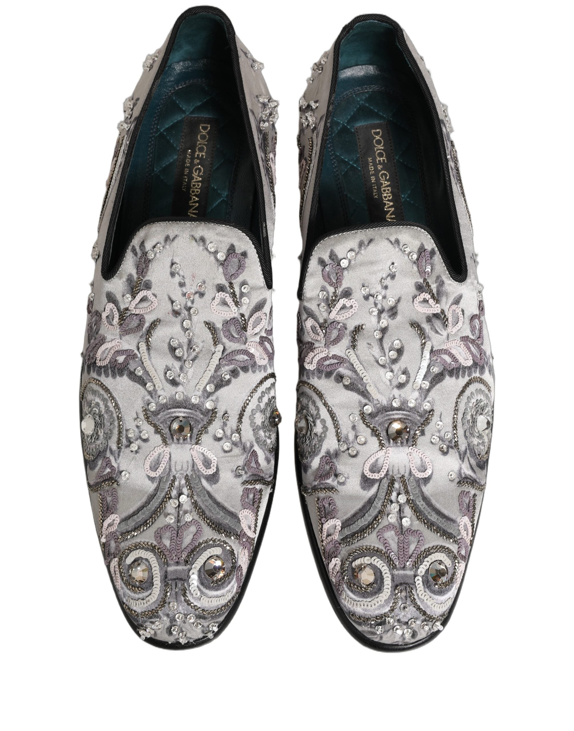 White Sequined Formal Slip On Loafers Shoes