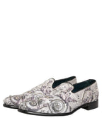 White Sequined Formal Slip On Loafers Shoes