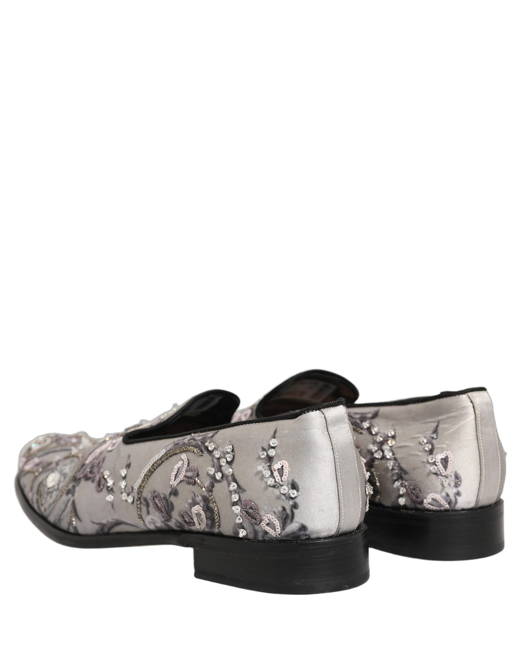 White Sequined Formal Slip On Loafers Shoes