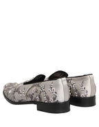 White Sequined Formal Slip On Loafers Shoes