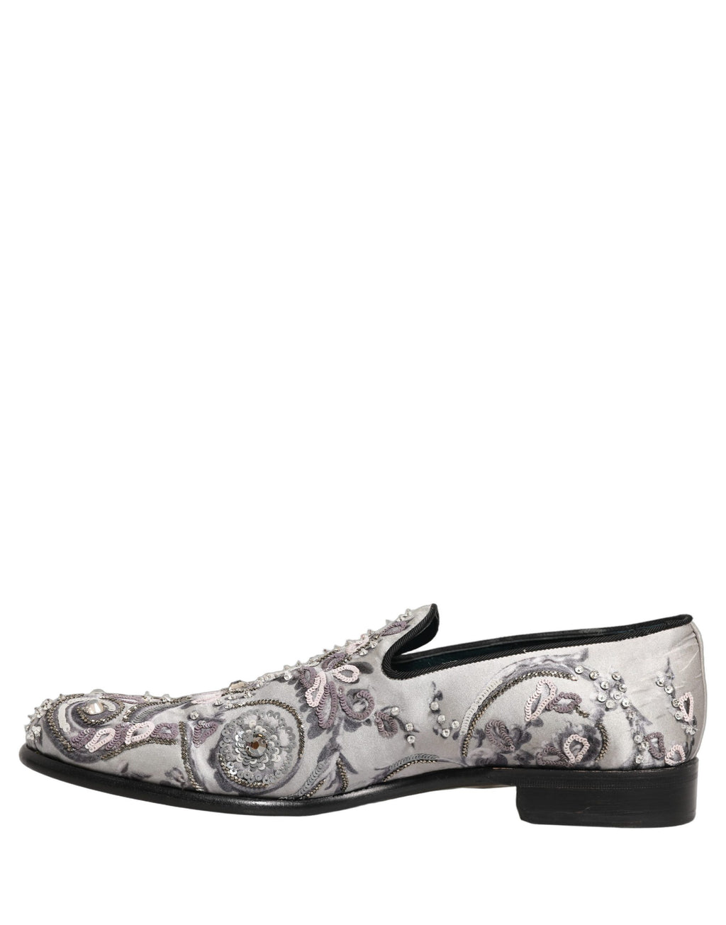 White Sequined Formal Slip On Loafers Shoes