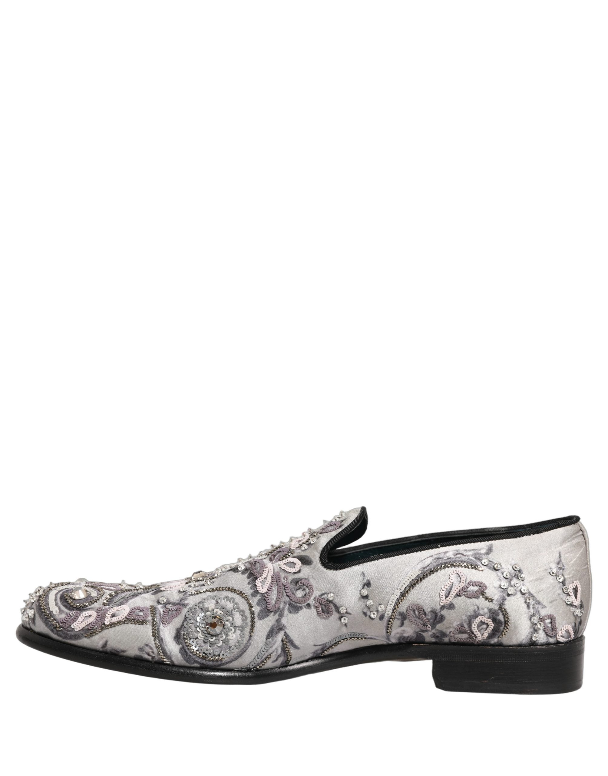 White Sequined Formal Slip On Loafers Shoes