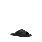 Black Calf Leather Bos Taurus Flat Sandals