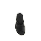 Black Calf Leather Bos Taurus Flat Sandals
