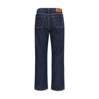 Blue Cotton Straight-Leg Jeans