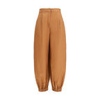Brown Linen Casual Pants