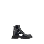 Black Calf Leather Bos Taurus Lace-Up Boots