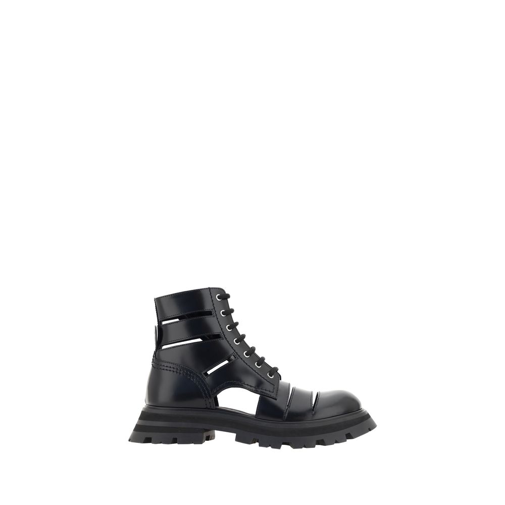 Black Calf Leather Bos Taurus Lace-Up Boots