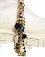 White Leather Rubber Logo Ankle Boots Shoes