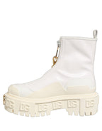 White Leather Rubber Logo Ankle Boots Shoes