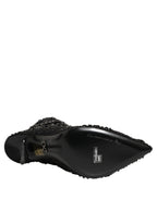 Black Embellished Mesh Ankle Boots Shoes