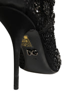 Black Embellished Mesh Ankle Boots Shoes