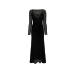 Black Metallic Fibre Casual Dress