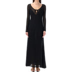 Black Metallic Fibre Casual Dress