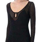 Black Metallic Fibre Casual Dress